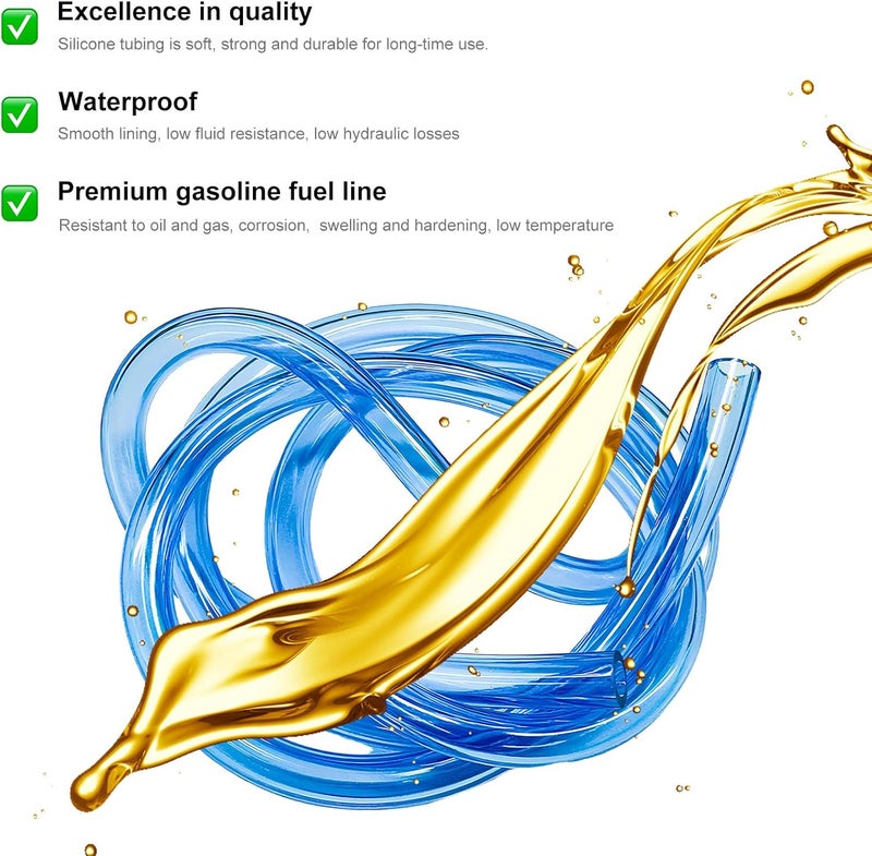 KVAEY Colorful Fuel Line Hose Tube, Flexible Anticorrosion Silicone Gas Line Petrol Hose Line, Soft High Performance Vacuum Tubing Hose Replacement for Motorcycle Dirt Pit Bike ATV (Blue) - Image 3